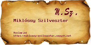 Miklóssy Szilveszter névjegykártya